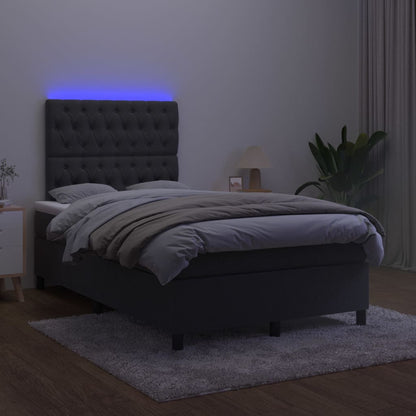 Letto a Molle con Materasso e LED Nero 120x200 cm in Velluto - homemem39