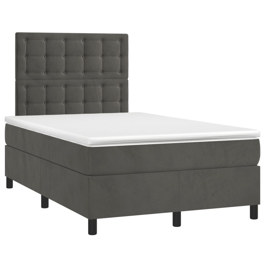 Letto a Molle con Materasso e LED Grigio Scuro 120x200 cm - homemem39