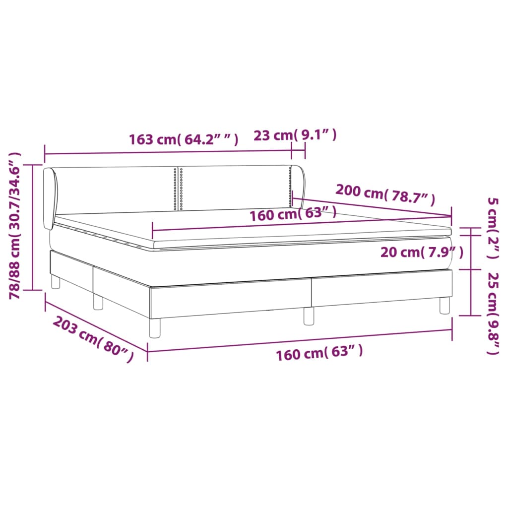 Giroletto a Molle con Materasso Grigio Chiaro160x200 cm Tessuto - homemem39