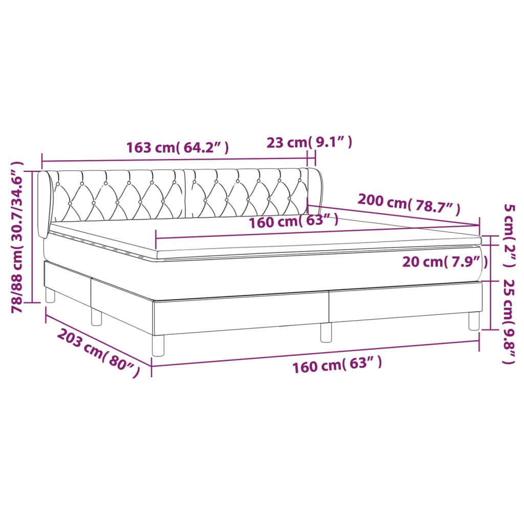 Giroletto a Molle con Materasso Grigio Scuro 160x200 cm Tessuto - homemem39