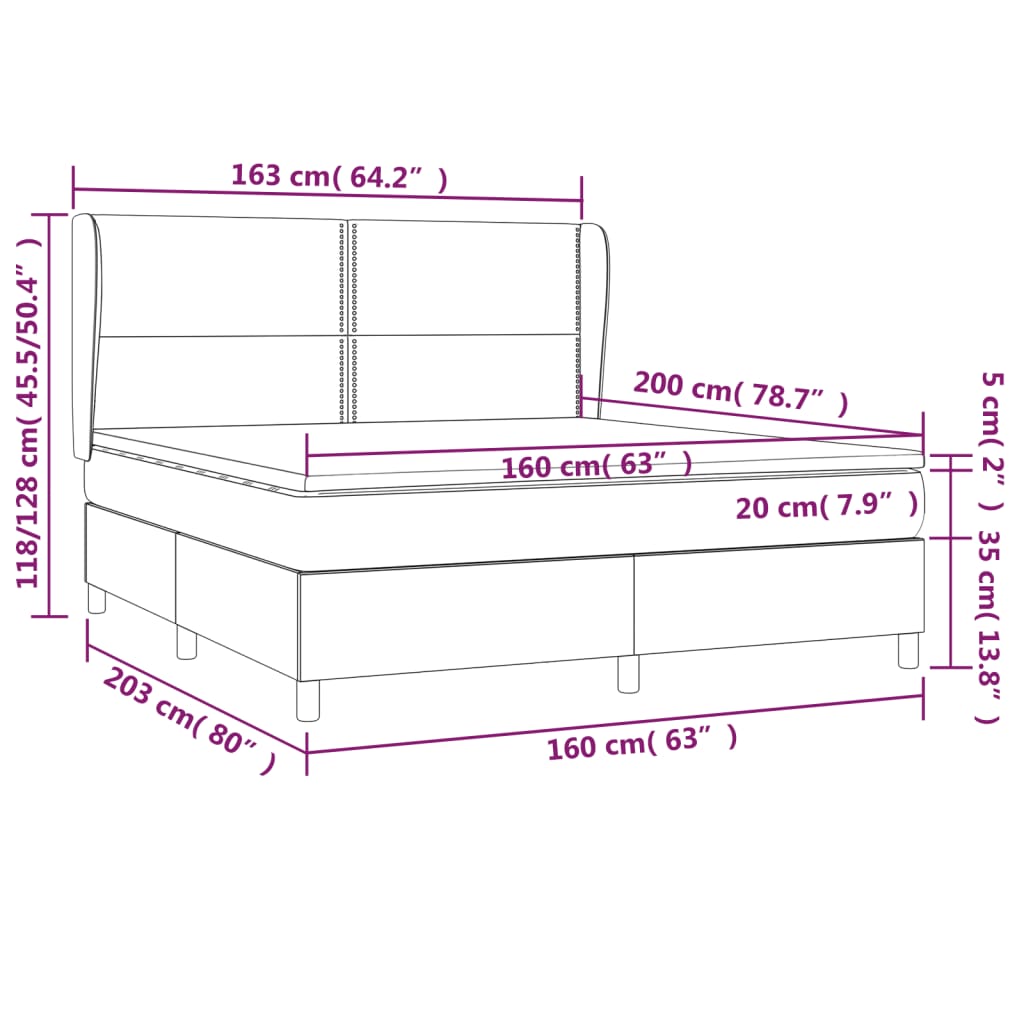 Giroletto a Molle con Materasso Grigio Scuro 160x200 cm Tessuto - homemem39