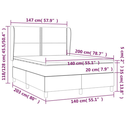 Giroletto a Molle con Materasso Marrone Scuro 140x200cm Tessuto - homemem39