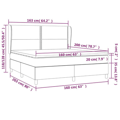 Giroletto a Molle con Materasso Grigio Scuro 160x200 cm Velluto - homemem39