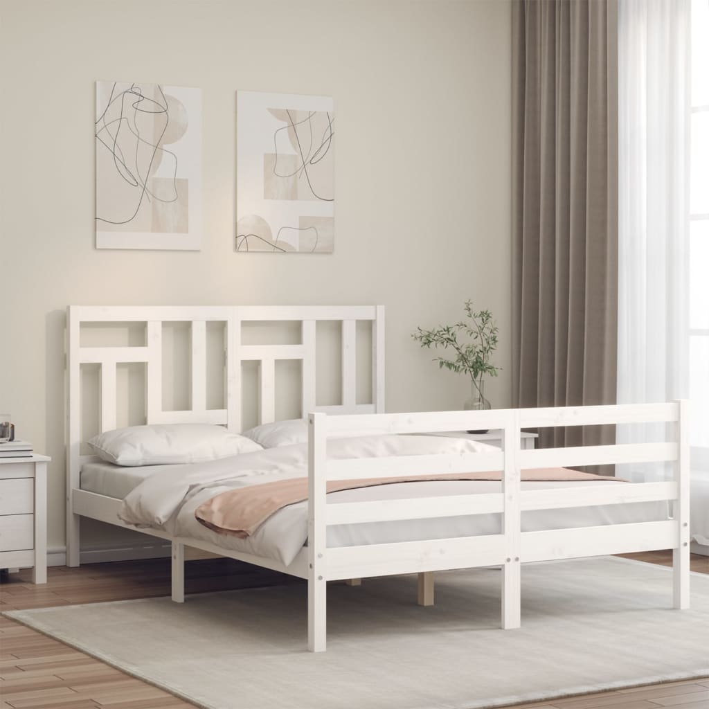 Giroletto con Testiera Bianco 140x190 cm in Legno Massello - homemem39