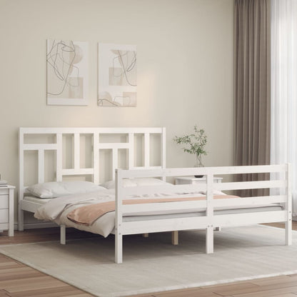 Giroletto con Testiera Bianco King Size in Legno Massello - homemem39