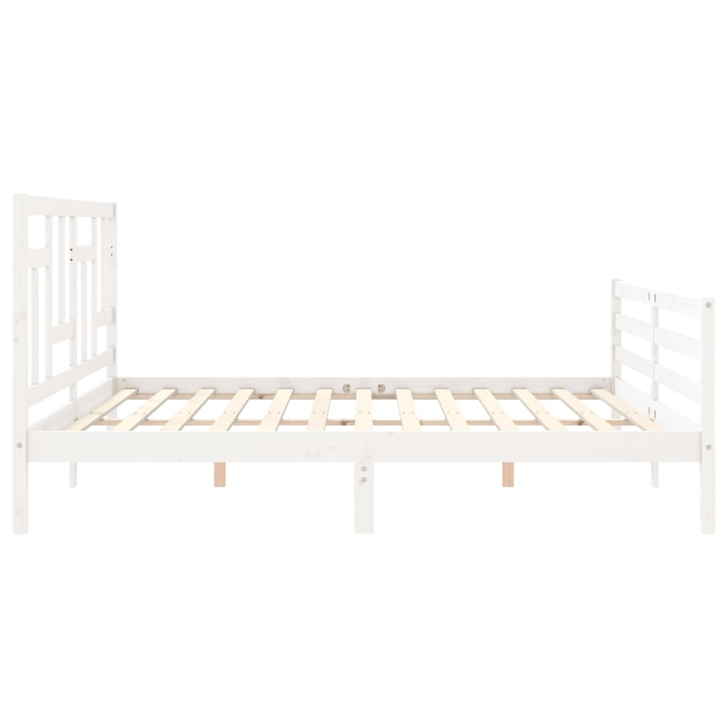 Giroletto con Testiera Bianco 6FT Super King in Legno Massello - homemem39