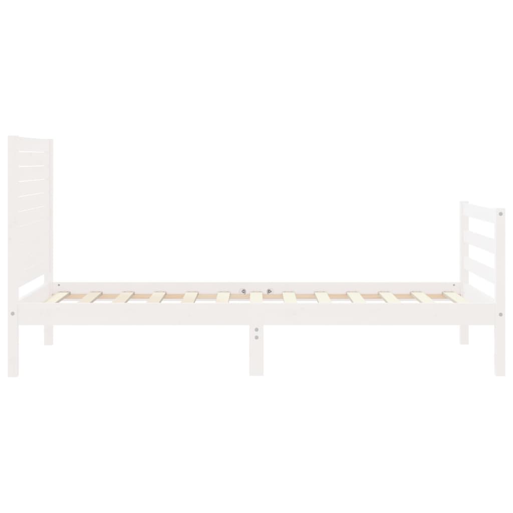 Giroletto con Testiera Bianco Small Single Legno Massello - homemem39