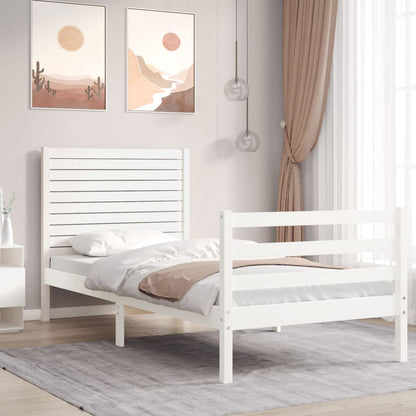 Giroletto con Testiera Bianco 100x200 cm in Legno Massello - homemem39