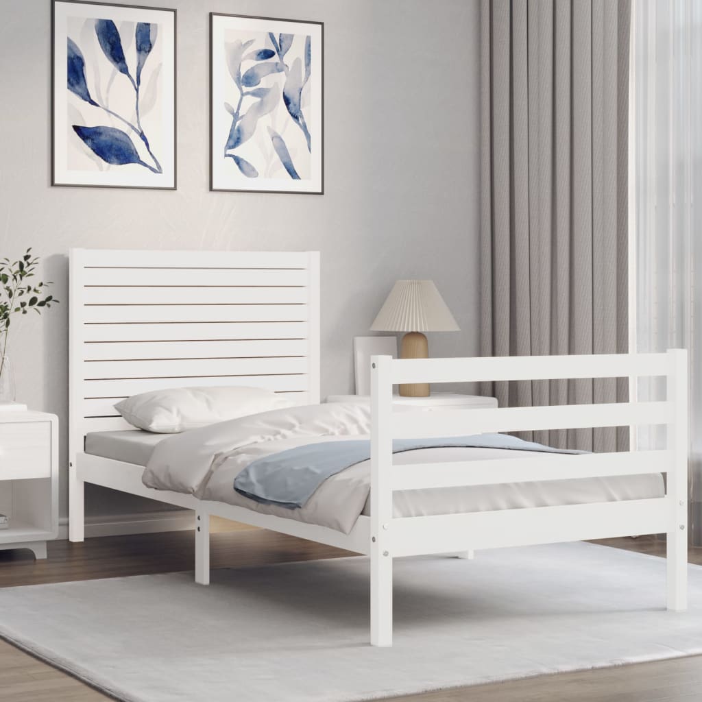 Giroletto con Testiera Bianco 100x200 cm in Legno Massello - homemem39