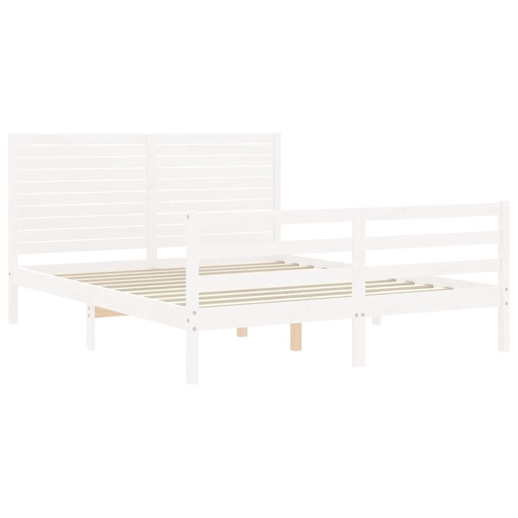 Giroletto con Testiera Bianco King Size in Legno Massello - homemem39