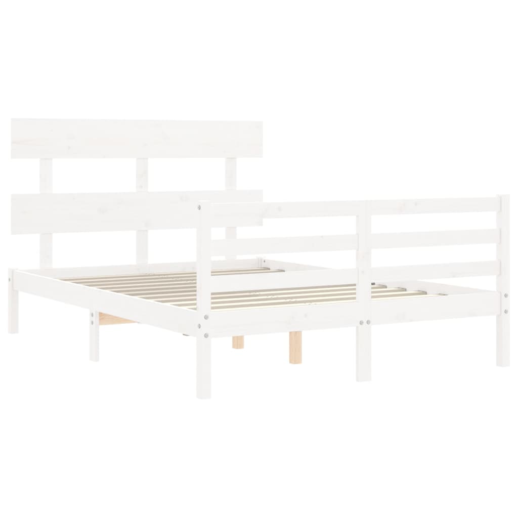 Giroletto con Testiera Bianco 4FT6 Double in Legno Massello - homemem39