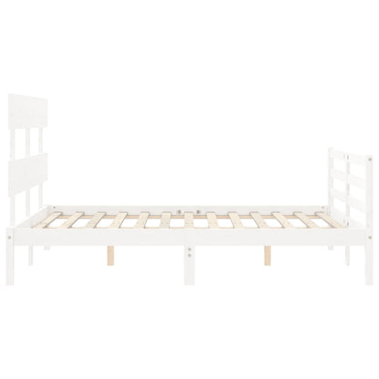 Giroletto con Testiera Bianco 4FT6 Double in Legno Massello - homemem39