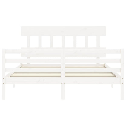 Giroletto con Testiera Bianco 5FT King Size in Legno Massello - homemem39