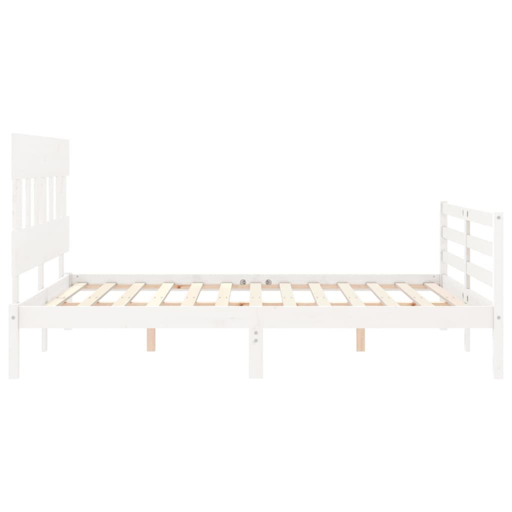 Giroletto con Testiera Bianco 5FT King Size in Legno Massello - homemem39