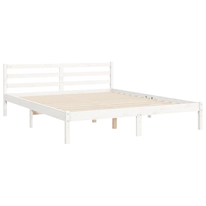 Giroletto con Testiera Bianco 5FT King Size in Legno Massello - homemem39