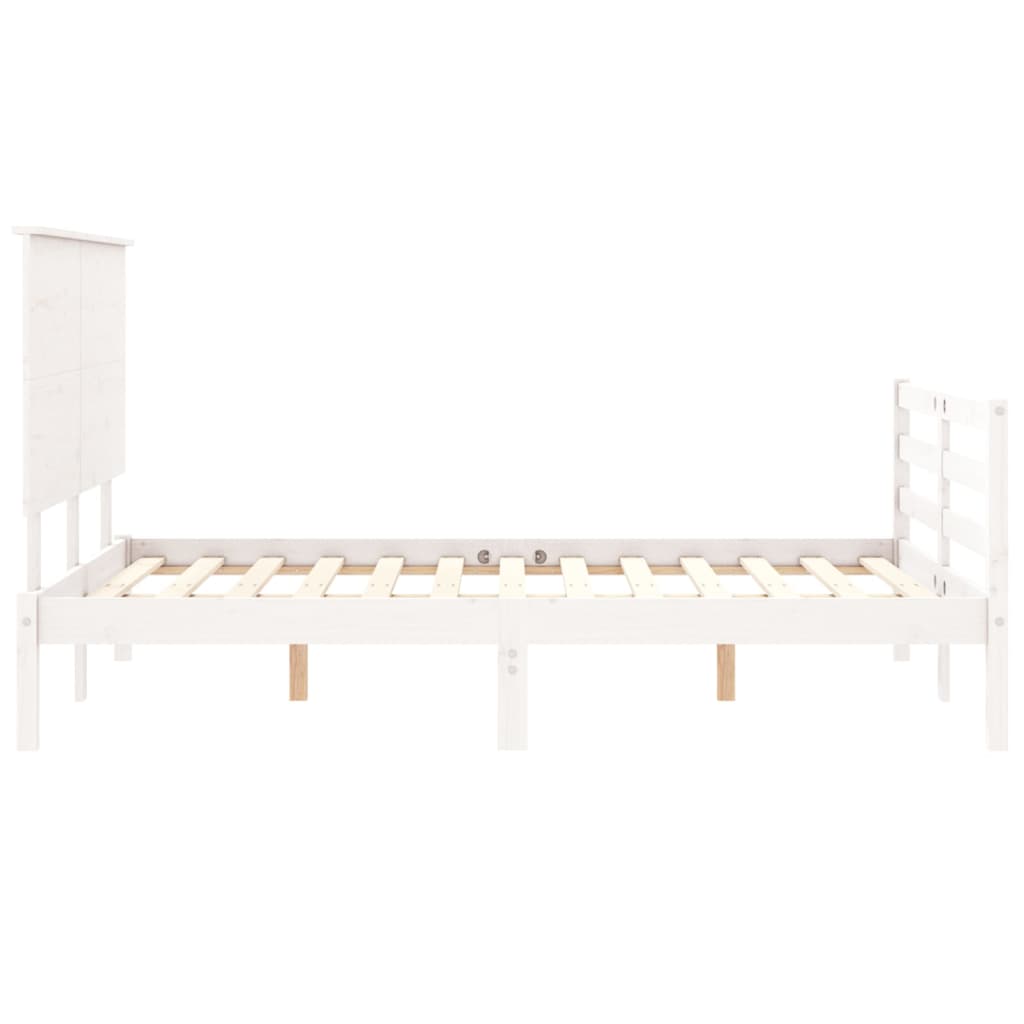 Giroletto con Testiera Bianco Small Double Legno Massello - homemem39