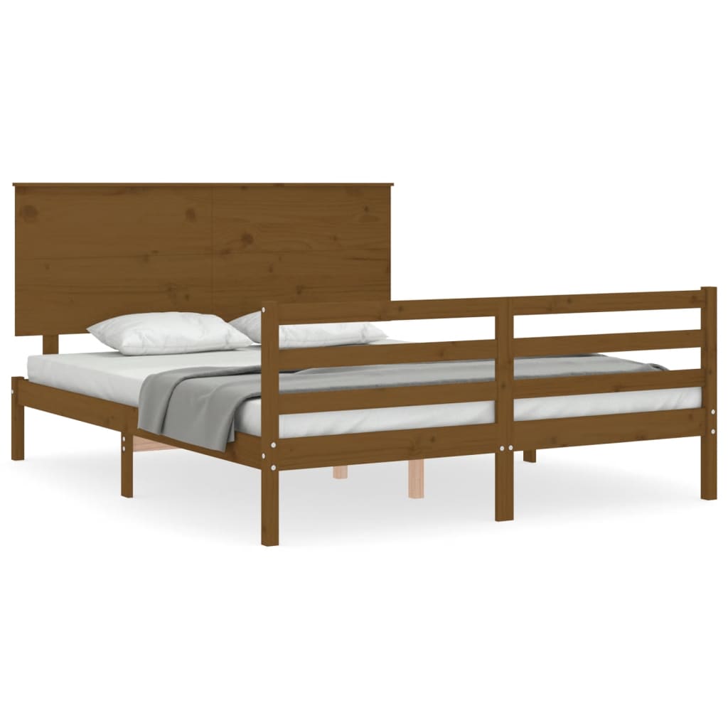 Giroletto con Testiera Miele 5FT King Size in Legno Massello - homemem39