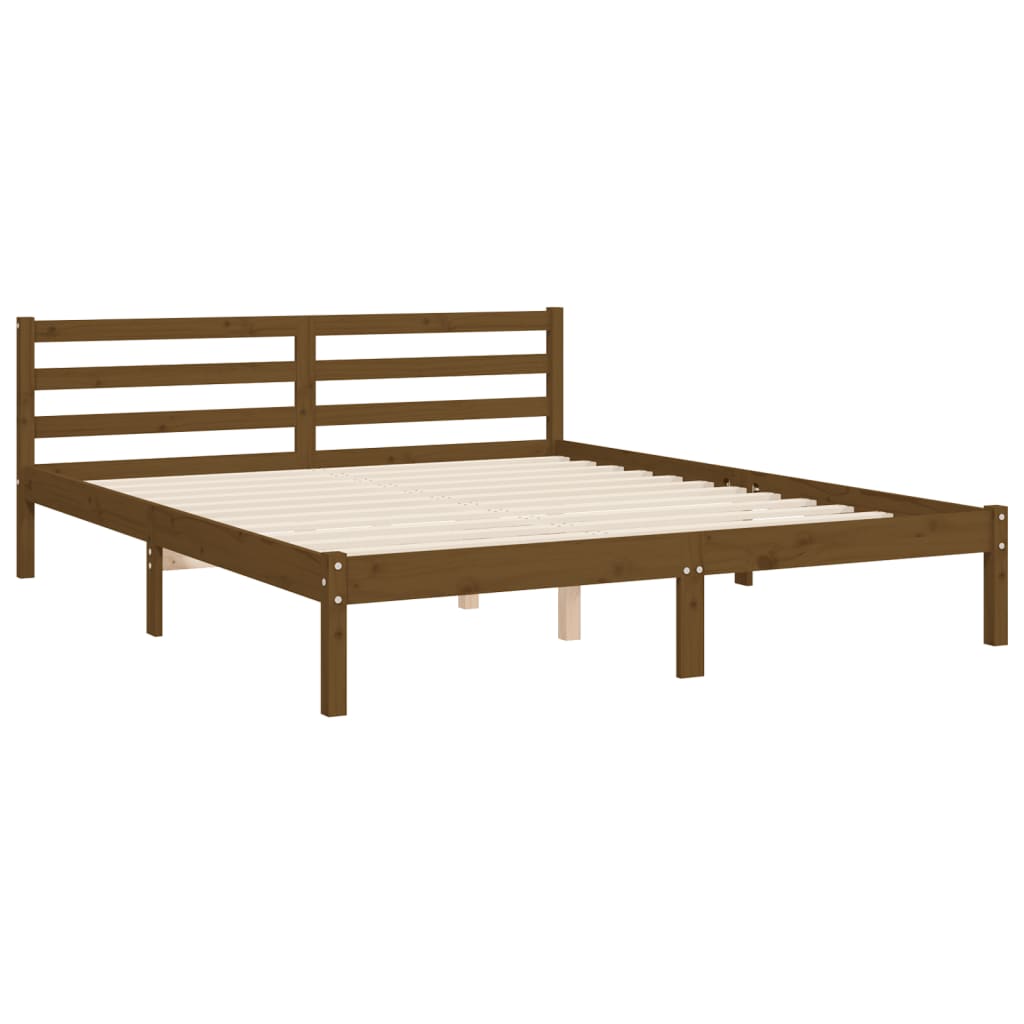 Giroletto con Testiera Miele 5FT King Size in Legno Massello - homemem39