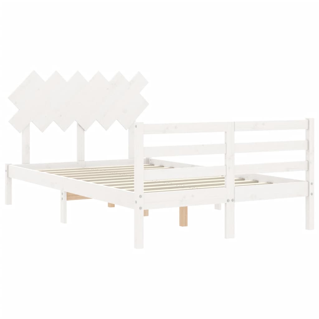 Giroletto con Testiera Bianco 4FT6 Double in Legno Massello - homemem39