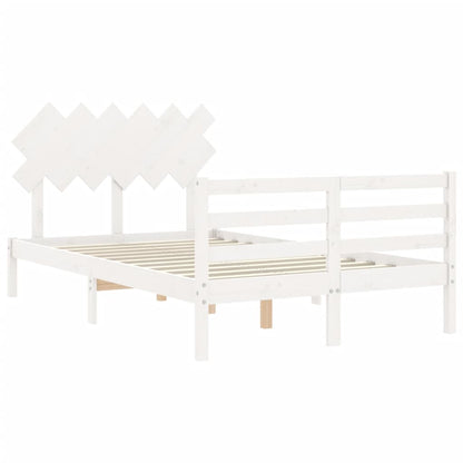 Giroletto con Testiera Bianco 4FT6 Double in Legno Massello - homemem39