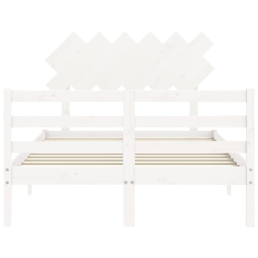 Giroletto con Testiera Bianco 4FT6 Double in Legno Massello - homemem39