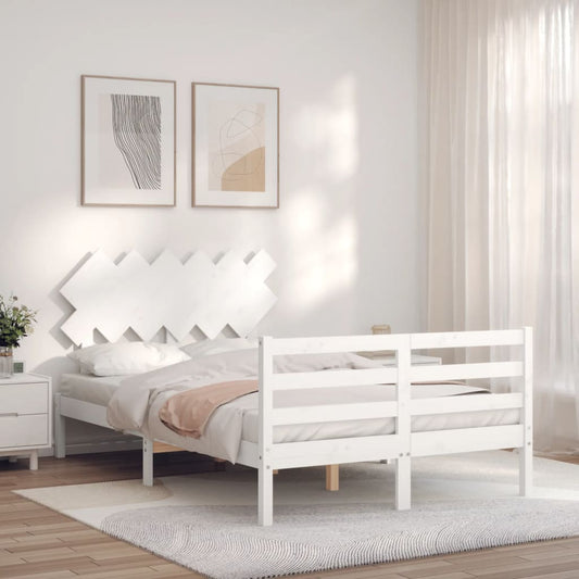 Giroletto con Testiera Bianco 4FT6 Double in Legno Massello - homemem39