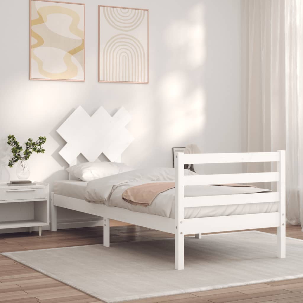 Giroletto con Testiera Bianco 90x200 cm in Legno Massello - homemem39