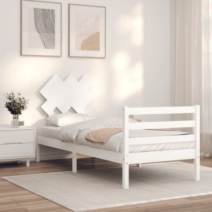 Giroletto con Testiera Bianco 90x200 cm in Legno Massello - homemem39