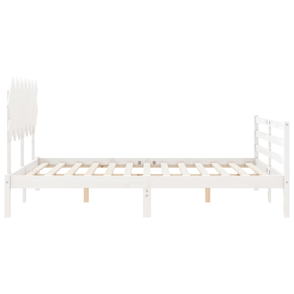 Giroletto con Testiera Bianco 5FT King Size in Legno Massello - homemem39