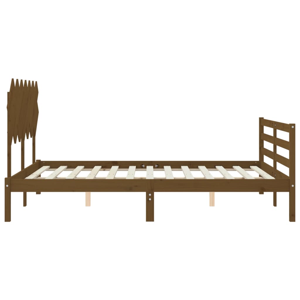 Giroletto con Testiera Miele 5FT King Size in Legno Massello - homemem39