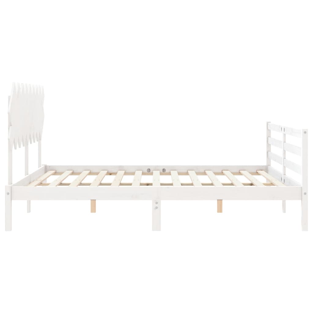 Giroletto Testiera Bianco Super King Size in Legno Massello - homemem39