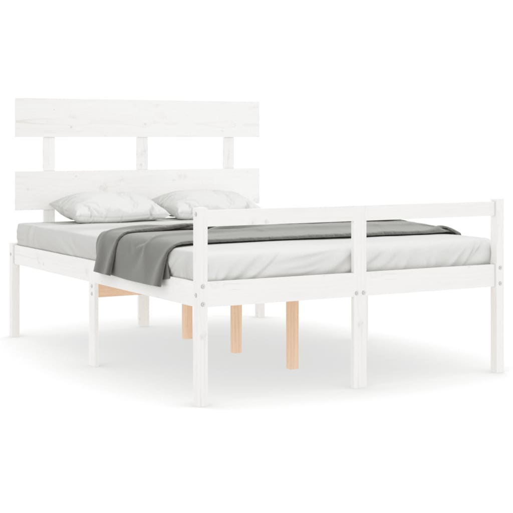 Letto per Anziani Bianco Testiera Small Double Legno Massello - homemem39