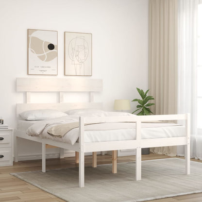 Letto per Anziani Bianco Testiera Small Double Legno Massello - homemem39