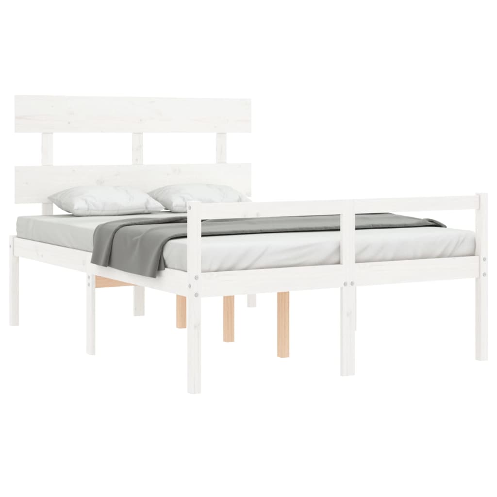 Letto per Anziani Bianco Testiera Small Double Legno Massello - homemem39