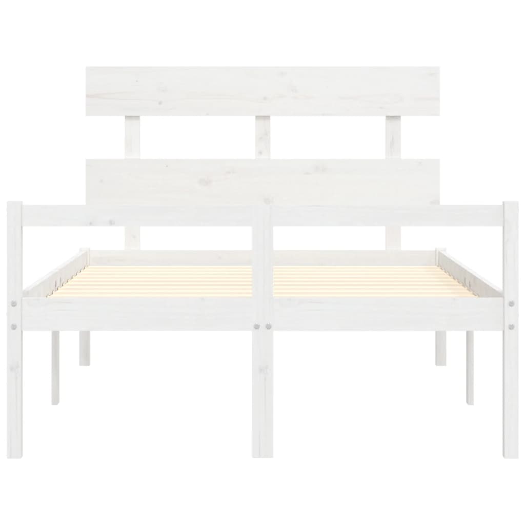 Letto per Anziani Bianco Testiera Small Double Legno Massello - homemem39