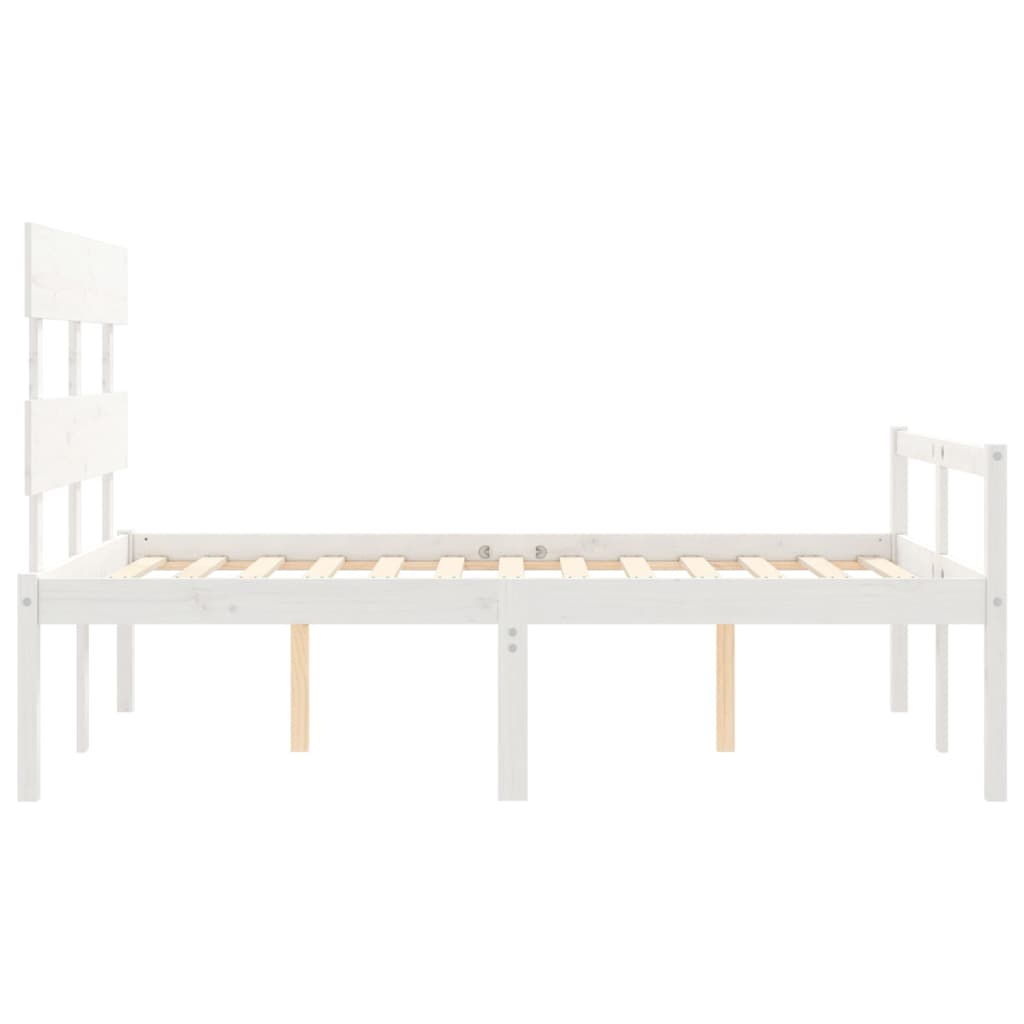 Letto per Anziani Bianco Testiera Small Double Legno Massello - homemem39