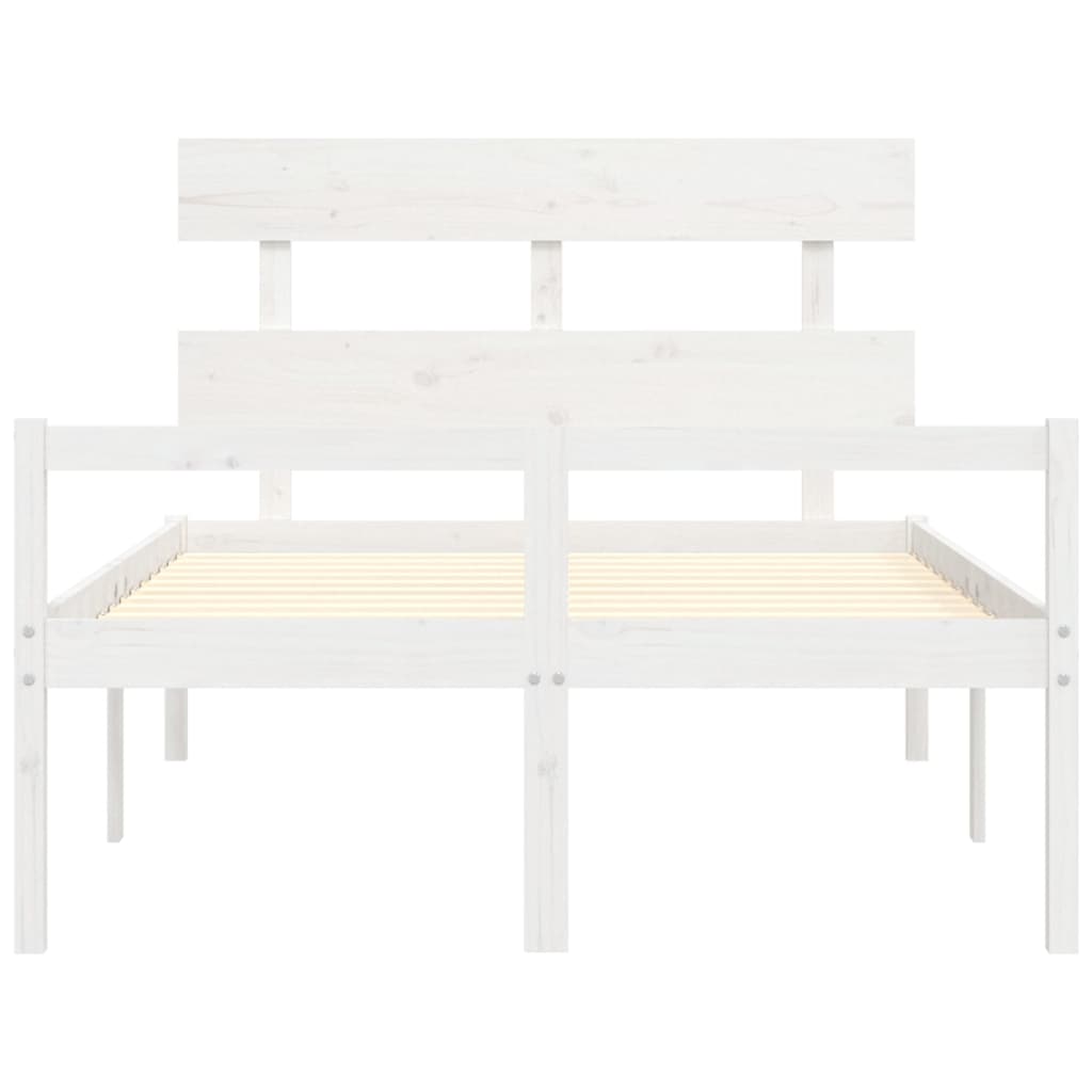 Giroletto con Testiera Bianco 4FT6 Double in Legno Massello - homemem39