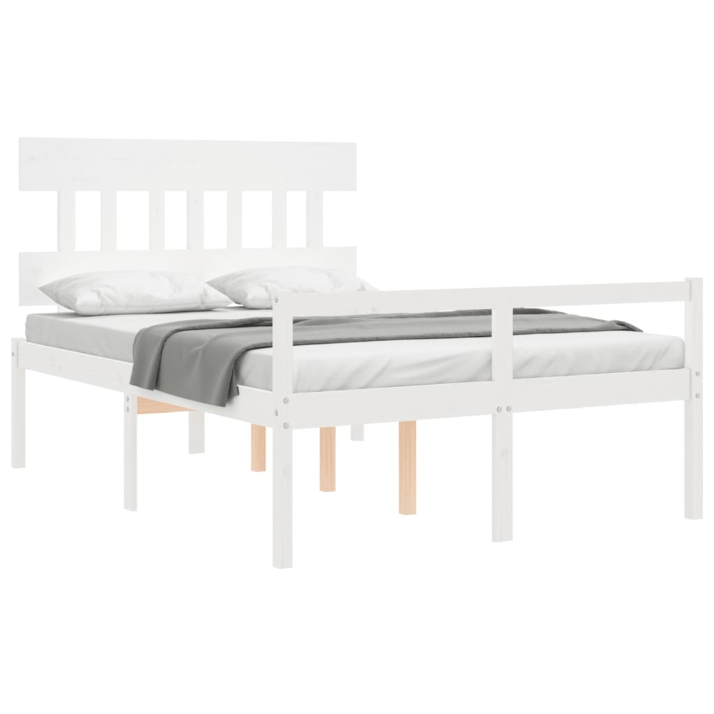 Letto per Anziani Bianco Testiera Small Double Legno Massello - homemem39