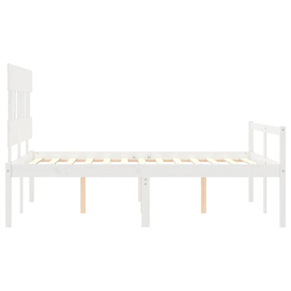 Letto per Anziani Bianco Testiera Small Double Legno Massello - homemem39