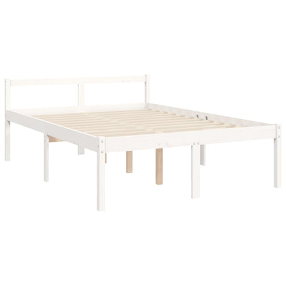 Letto per Anziani Bianco Testiera Small Double Legno Massello - homemem39