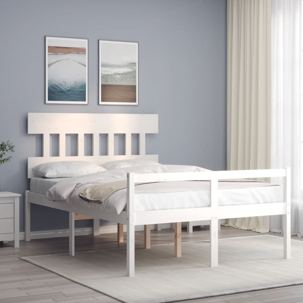 Letto per Anziani Bianco Testiera Small Double Legno Massello - homemem39