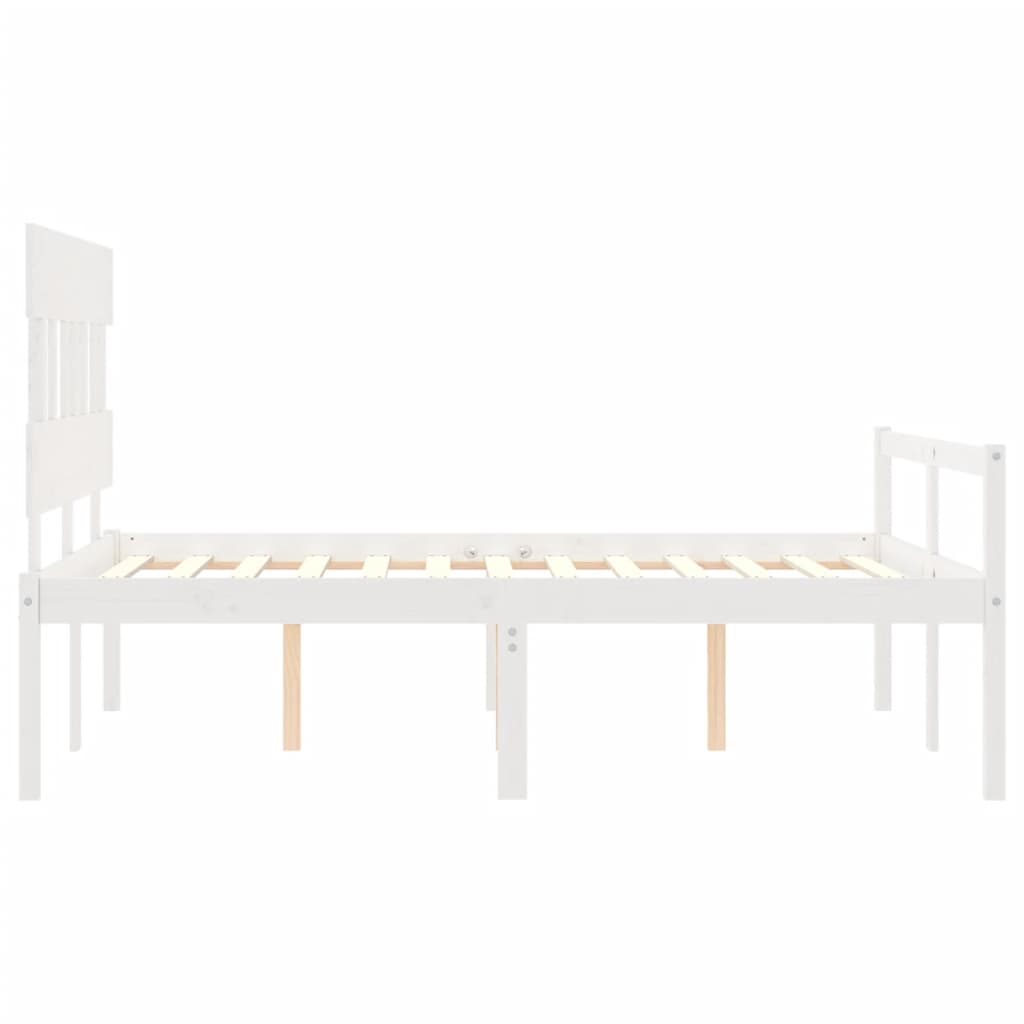 Giroletto con Testiera Bianco 4FT6 Double in Legno Massello - homemem39