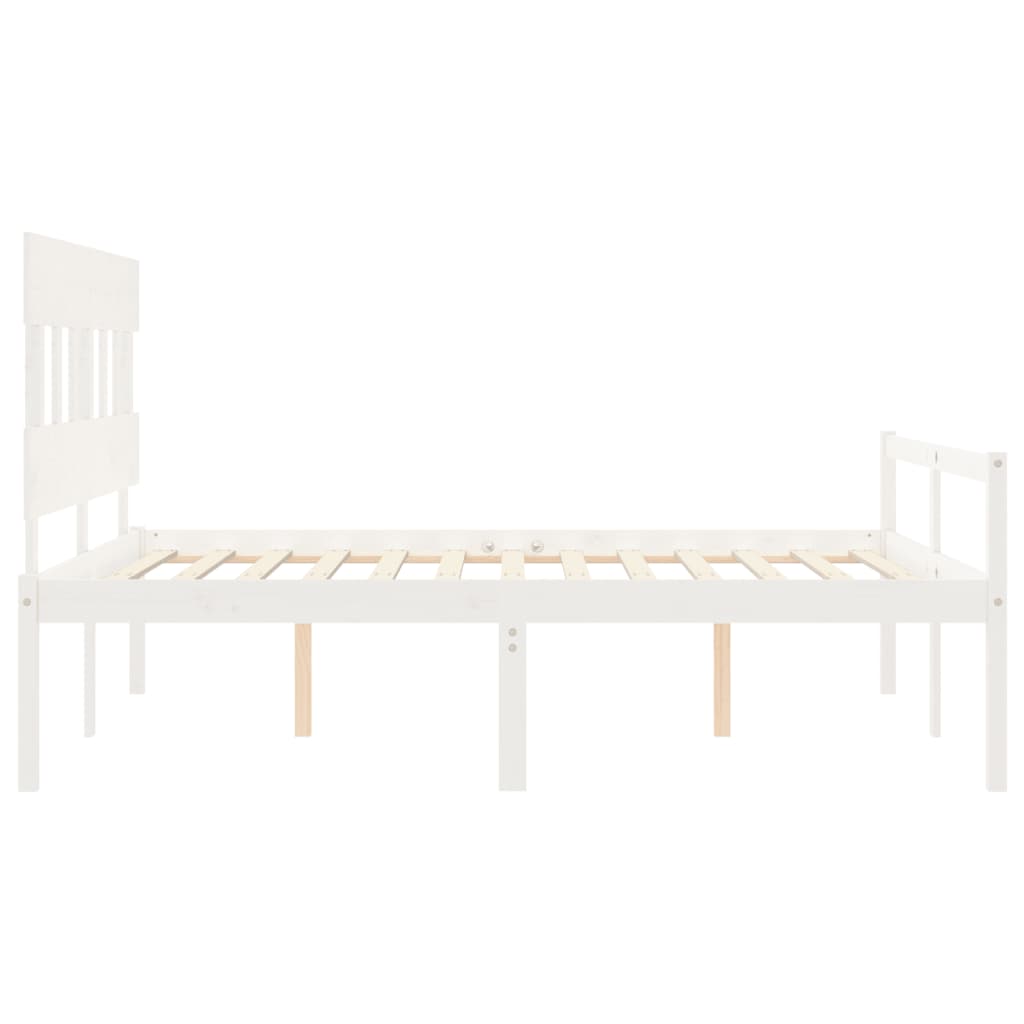 Giroletto con Testiera Bianco 5FT King in Legno Massello - homemem39