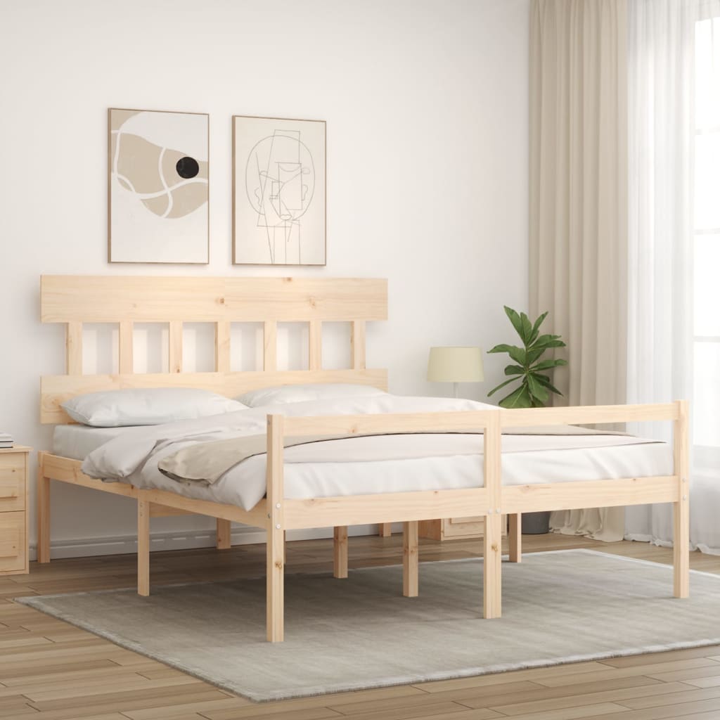 Letto per Anziani con Testiera 160x200 cm in Legno Massello - homemem39