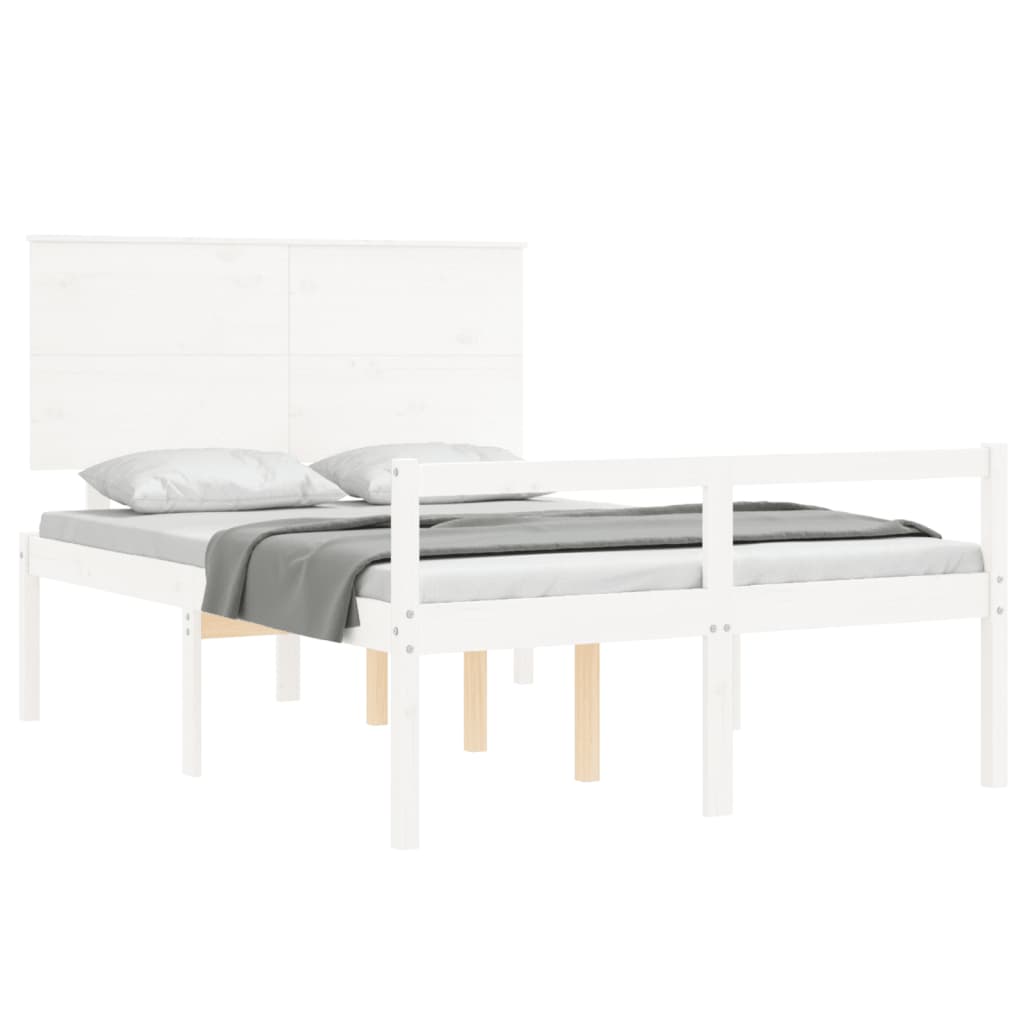 Letto per Anziani Bianco Testiera Small Double Legno Massello - homemem39