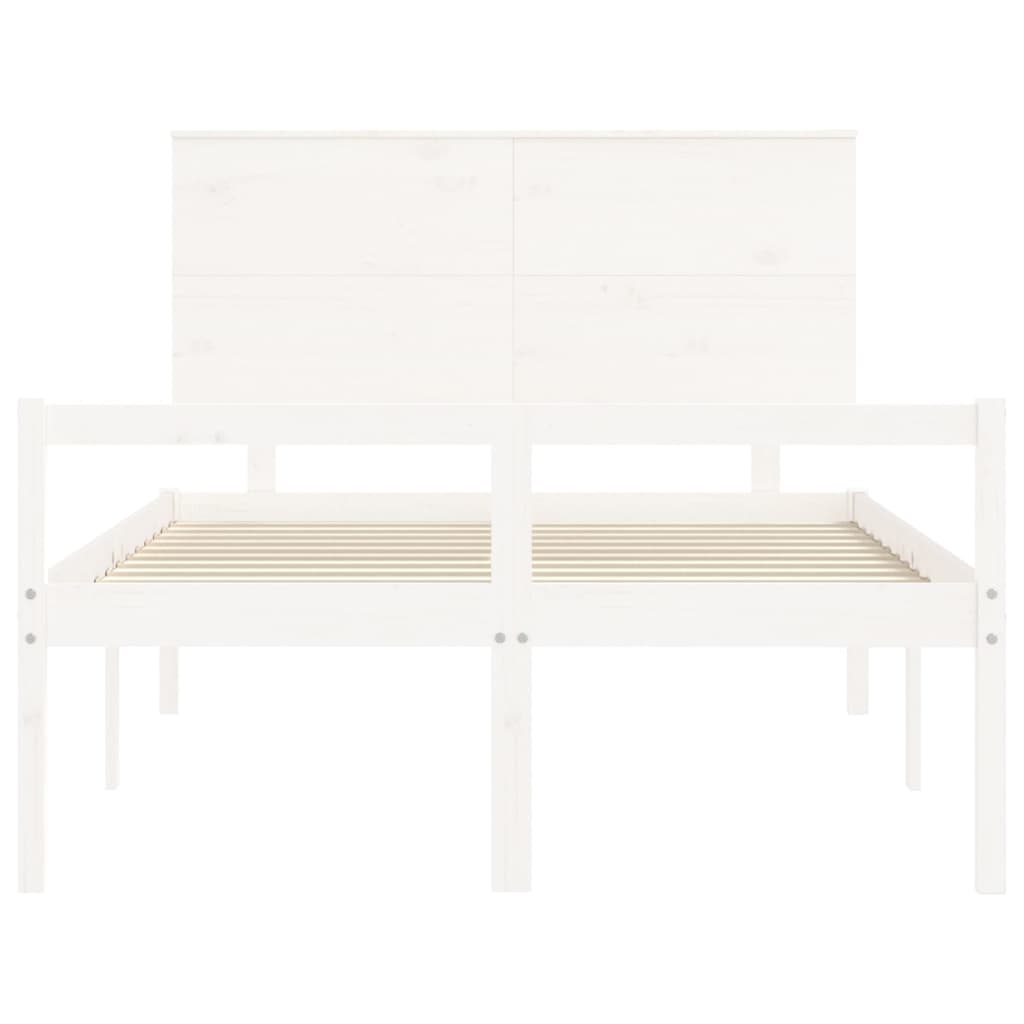 Letto per Anziani Bianco Testiera Small Double Legno Massello - homemem39