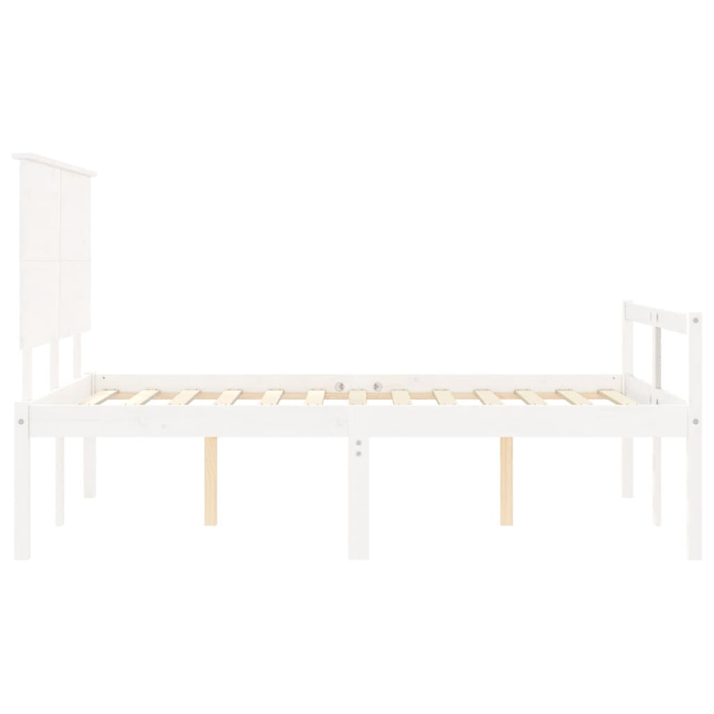 Letto per Anziani Bianco Testiera Small Double Legno Massello - homemem39