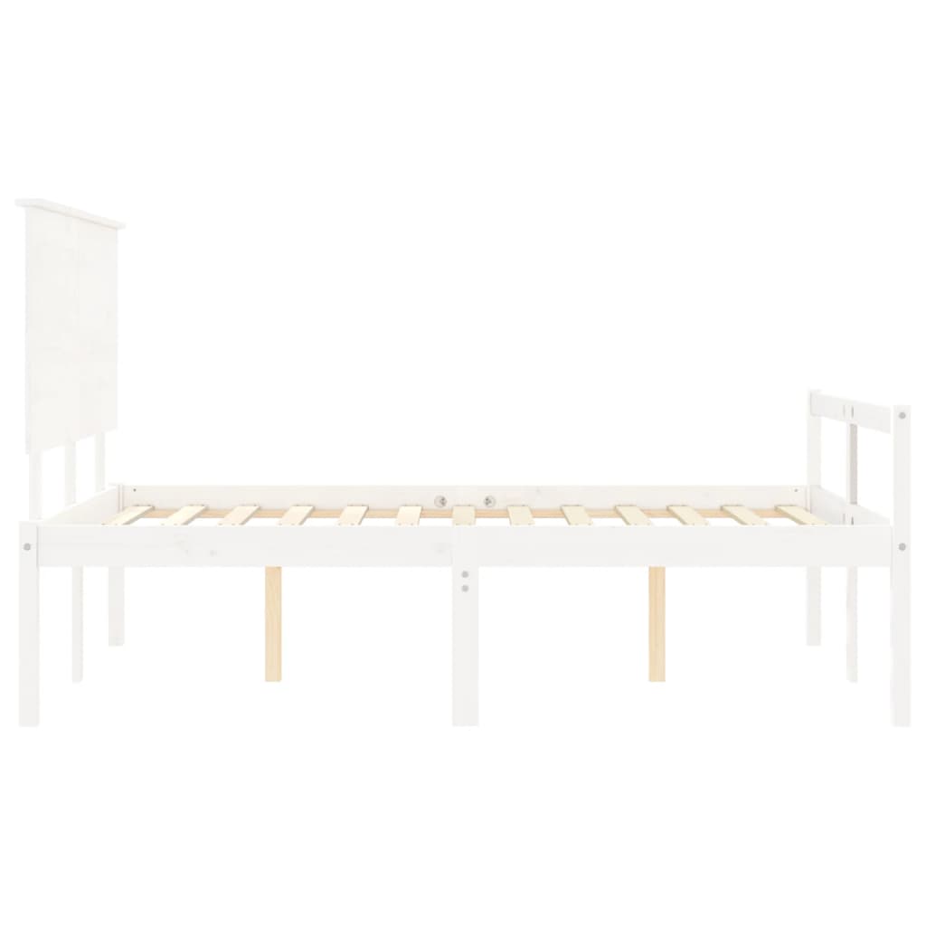 Giroletto con Testiera Bianco 140x190 cm in Legno Massello - homemem39