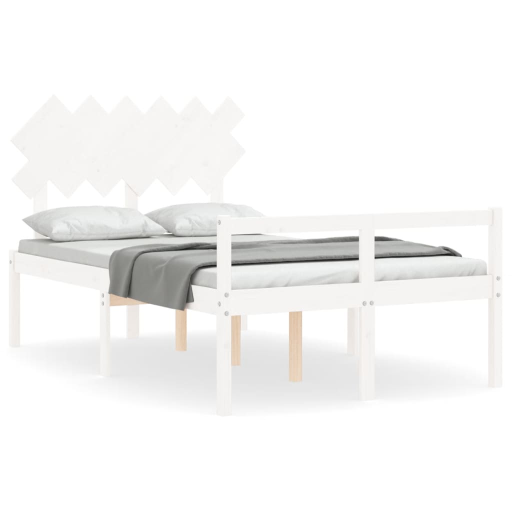 Letto per Anziani Bianco Testiera Small Double Legno Massello - homemem39