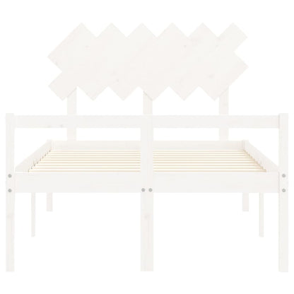 Letto per Anziani Bianco Testiera Small Double Legno Massello - homemem39